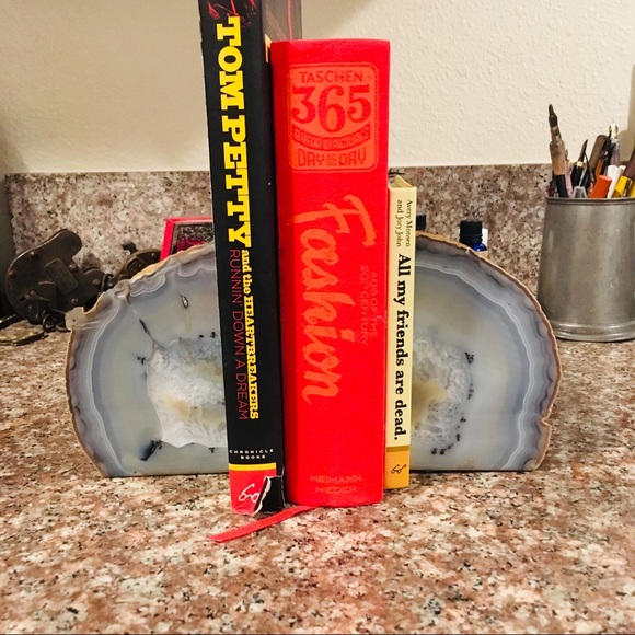 Other - Gray stone crystal geode bookends